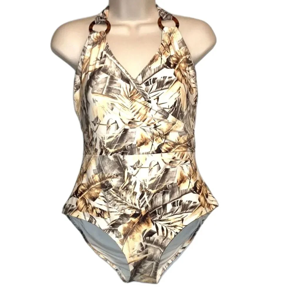 NIP TUCK Swim Shaping Swimsuit Beige Floral Australia Womens Size 10